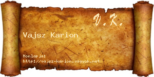 Vajsz Karion névjegykártya